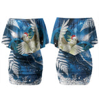Sulphur-crested Cockatoo New Zealand Christmas In July Couples Matching Off Shoulder Short Dress and Long Sleeve Button Shirt NZ Aroha Koru Fern Marble Vibes LT14