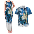 Sulphur-crested Cockatoo New Zealand Christmas In July Couples Matching Tank Maxi Dress and Hawaiian Shirt NZ Aroha Koru Fern Marble Vibes