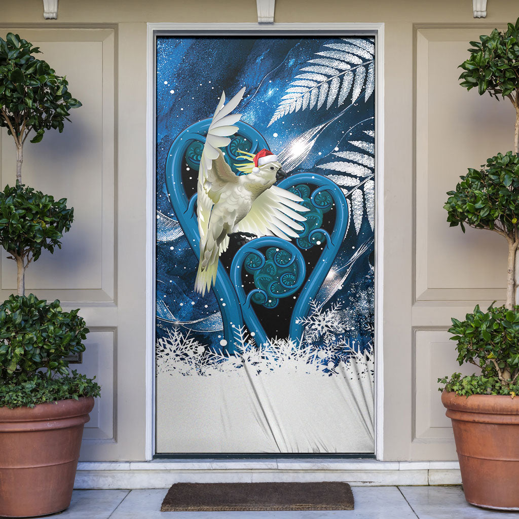 Sulphur-crested Cockatoo New Zealand Christmas In July Door Cover NZ Aroha Koru Fern Marble Vibes