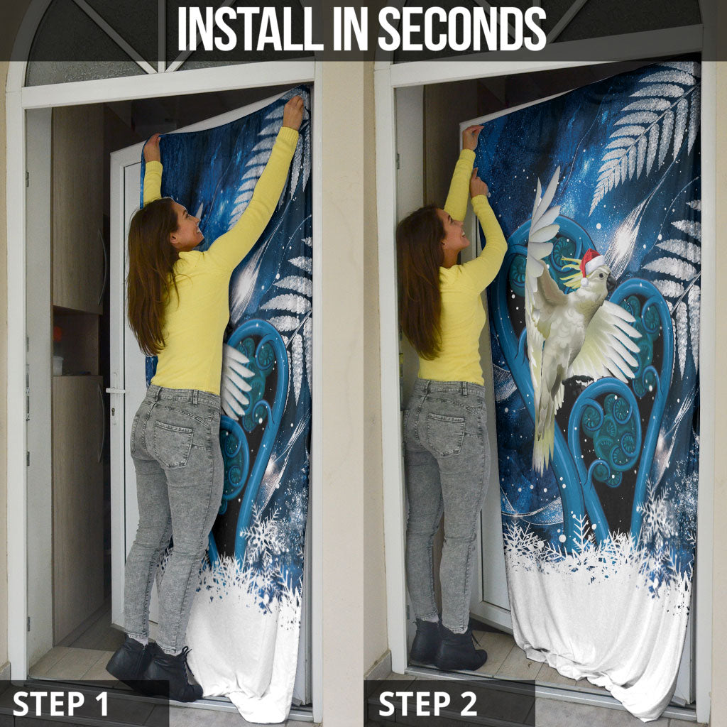 Sulphur-crested Cockatoo New Zealand Christmas In July Door Cover NZ Aroha Koru Fern Marble Vibes