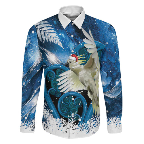 Sulphur-crested Cockatoo New Zealand Christmas In July Family Matching Mermaid Dress and Hawaiian Shirt NZ Aroha Koru Fern Marble Vibes