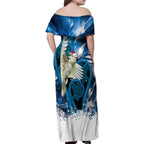 Sulphur-crested Cockatoo New Zealand Christmas In July Family Matching Off Shoulder Maxi Dress and Hawaiian Shirt NZ Aroha Koru Fern Marble Vibes