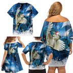 Sulphur-crested Cockatoo New Zealand Christmas In July Family Matching Off Shoulder Short Dress and Hawaiian Shirt NZ Aroha Koru Fern Marble Vibes