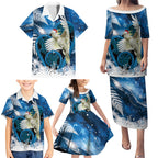 Sulphur-crested Cockatoo New Zealand Christmas In July Family Matching Puletasi and Hawaiian Shirt NZ Aroha Koru Fern Marble Vibes