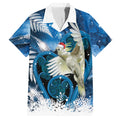 Sulphur-crested Cockatoo New Zealand Christmas In July Hawaiian Shirt NZ Aroha Koru Fern Marble Vibes