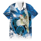 Sulphur-crested Cockatoo New Zealand Christmas In July Hawaiian Shirt NZ Aroha Koru Fern Marble Vibes