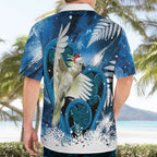 Sulphur-crested Cockatoo New Zealand Christmas In July Hawaiian Shirt NZ Aroha Koru Fern Marble Vibes