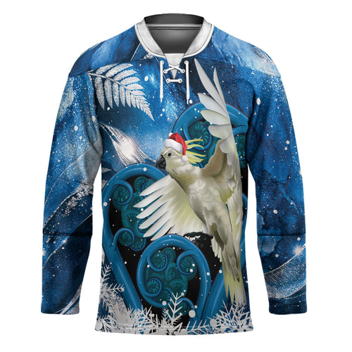 Sulphur-crested Cockatoo New Zealand Christmas In July Hockey Jersey NZ Aroha Koru Fern Marble Vibes