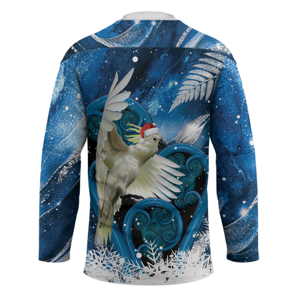 Sulphur-crested Cockatoo New Zealand Christmas In July Hockey Jersey NZ Aroha Koru Fern Marble Vibes