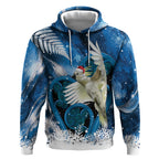 Sulphur-crested Cockatoo New Zealand Christmas In July Hoodie NZ Aroha Koru Fern Marble Vibes