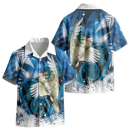Sulphur-crested Cockatoo New Zealand Christmas In July Kid Hawaiian Shirt NZ Aroha Koru Fern Marble Vibes LT14