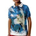 Sulphur-crested Cockatoo New Zealand Christmas In July Kid Polo Shirt NZ Aroha Koru Fern Marble Vibes