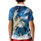 Sulphur-crested Cockatoo New Zealand Christmas In July Kid Polo Shirt NZ Aroha Koru Fern Marble Vibes
