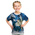 Sulphur-crested Cockatoo New Zealand Christmas In July Kid T Shirt NZ Aroha Koru Fern Marble Vibes