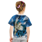 Sulphur-crested Cockatoo New Zealand Christmas In July Kid T Shirt NZ Aroha Koru Fern Marble Vibes