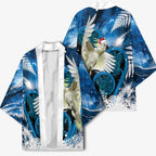 Sulphur-crested Cockatoo New Zealand Christmas In July Kimono NZ Aroha Koru Fern Marble Vibes