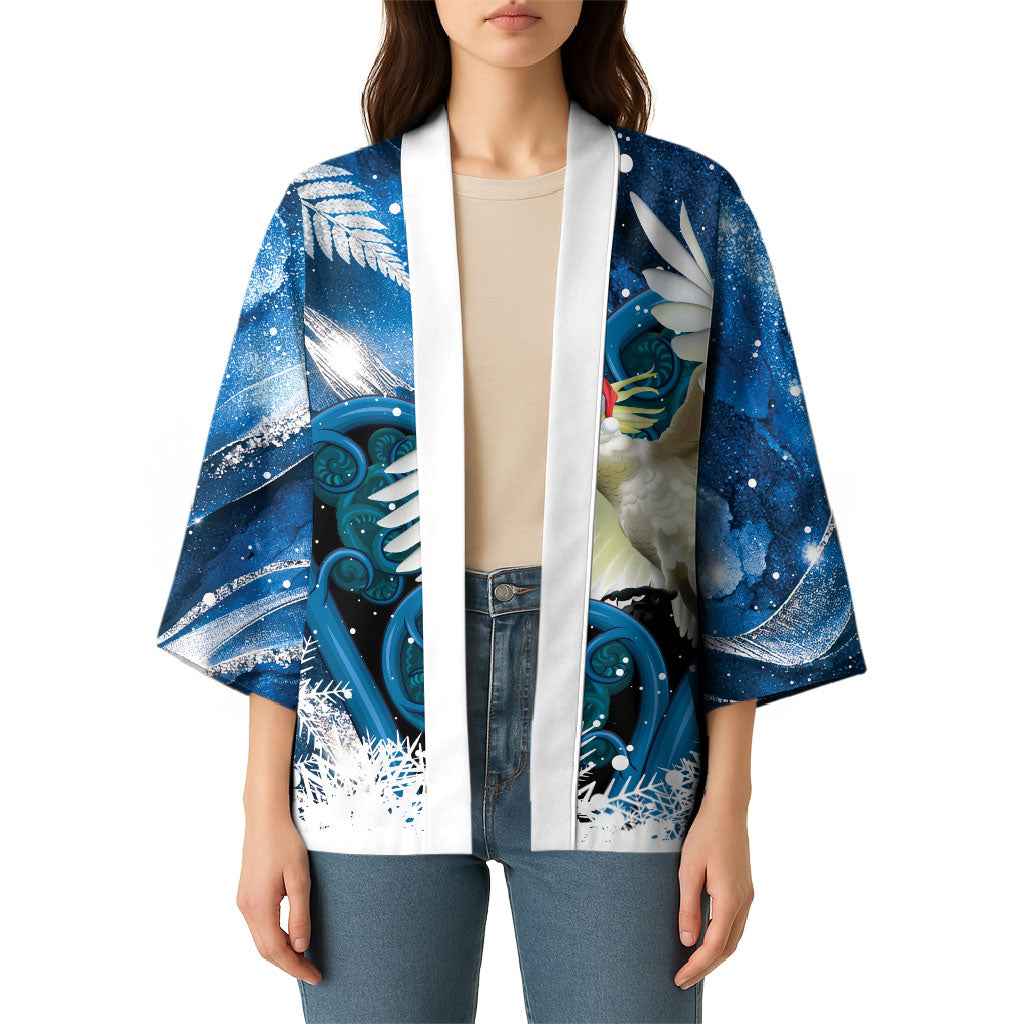 Sulphur-crested Cockatoo New Zealand Christmas In July Kimono NZ Aroha Koru Fern Marble Vibes