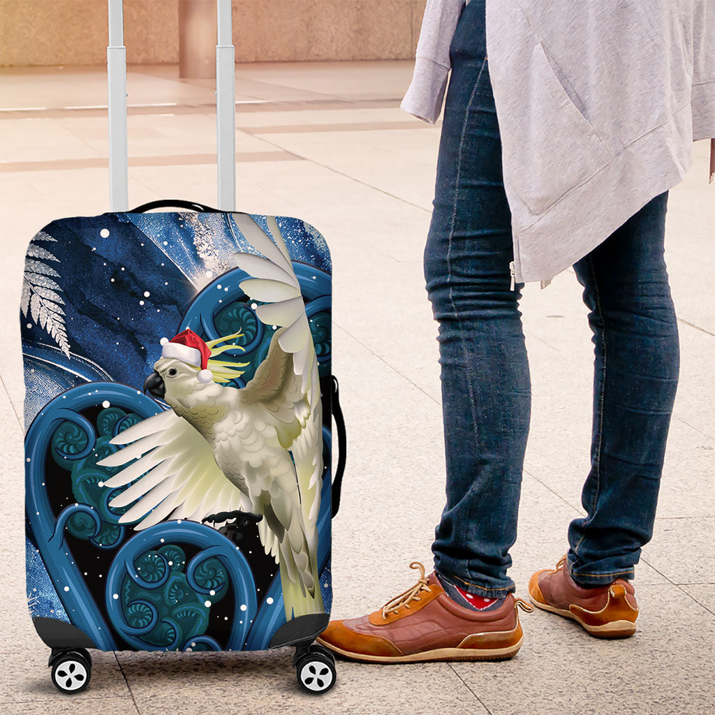 Sulphur-crested Cockatoo New Zealand Christmas In July Luggage Cover NZ Aroha Koru Fern Marble Vibes