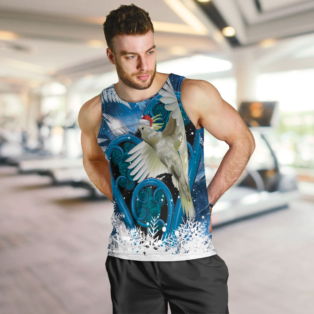 Sulphur-crested Cockatoo New Zealand Christmas In July Men Tank Top NZ Aroha Koru Fern Marble Vibes