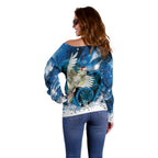 Sulphur-crested Cockatoo New Zealand Christmas In July Off Shoulder Sweater NZ Aroha Koru Fern Marble Vibes