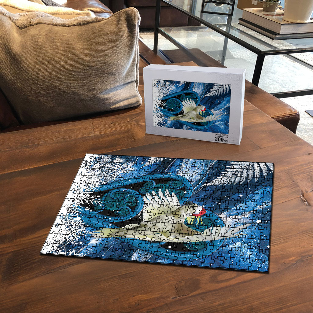 Sulphur-crested Cockatoo New Zealand Christmas In July Puzzle NZ Aroha Koru Fern Marble Vibes