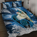 Sulphur-crested Cockatoo New Zealand Christmas In July Quilt Bed Set NZ Aroha Koru Fern Marble Vibes