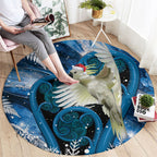 Sulphur-crested Cockatoo New Zealand Christmas In July Round Carpet NZ Aroha Koru Fern Marble Vibes