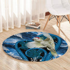 Sulphur-crested Cockatoo New Zealand Christmas In July Round Carpet NZ Aroha Koru Fern Marble Vibes