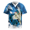 Sulphur-crested Cockatoo New Zealand Christmas In July Rugby Jersey NZ Aroha Koru Fern Marble Vibes