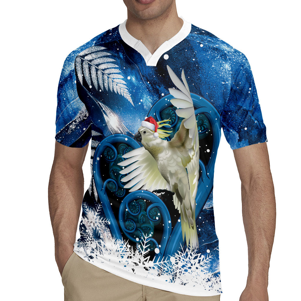 Sulphur-crested Cockatoo New Zealand Christmas In July Rugby Jersey NZ Aroha Koru Fern Marble Vibes