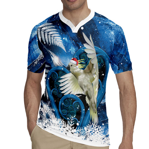 Sulphur-crested Cockatoo New Zealand Christmas In July Rugby Jersey NZ Aroha Koru Fern Marble Vibes