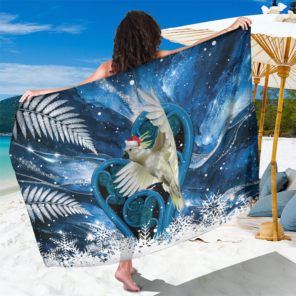 Sulphur-crested Cockatoo New Zealand Christmas In July Sarong NZ Aroha Koru Fern Marble Vibes