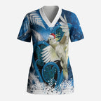 Sulphur-crested Cockatoo New Zealand Christmas In July Scrub Top NZ Aroha Koru Fern Marble Vibes