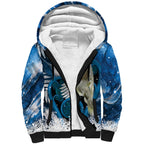 Sulphur-crested Cockatoo New Zealand Christmas In July Sherpa Hoodie NZ Aroha Koru Fern Marble Vibes