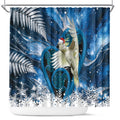 Sulphur-crested Cockatoo New Zealand Christmas In July Shower Curtain NZ Aroha Koru Fern Marble Vibes