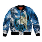 Sulphur-crested Cockatoo New Zealand Christmas In July Sleeve Zip Bomber Jacket NZ Aroha Koru Fern Marble Vibes