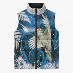 Sulphur-crested Cockatoo New Zealand Christmas In July Sleeveless Puffer Jacket NZ Aroha Koru Fern Marble Vibes