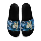 Sulphur-crested Cockatoo New Zealand Christmas In July Slide Sandals NZ Aroha Koru Fern Marble Vibes