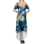 Sulphur-crested Cockatoo New Zealand Christmas In July Summer Maxi Dress NZ Aroha Koru Fern Marble Vibes