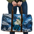 Sulphur-crested Cockatoo New Zealand Christmas In July Travel Bag NZ Aroha Koru Fern Marble Vibes