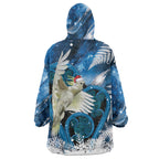 Sulphur-crested Cockatoo New Zealand Christmas In July Wearable Blanket Hoodie NZ Aroha Koru Fern Marble Vibes