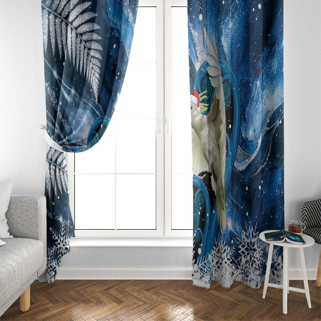 Sulphur-crested Cockatoo New Zealand Christmas In July Window Curtain NZ Aroha Koru Fern Marble Vibes