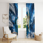 Sulphur-crested Cockatoo New Zealand Christmas In July Window Curtain NZ Aroha Koru Fern Marble Vibes