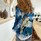 Sulphur-crested Cockatoo New Zealand Christmas In July Women Casual Shirt NZ Aroha Koru Fern Marble Vibes