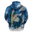 Sulphur-crested Cockatoo New Zealand Christmas In July Zip Hoodie NZ Aroha Koru Fern Marble Vibes