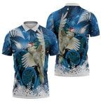 Sulphur-crested Cockatoo New Zealand Christmas In July Zipper Polo Shirt NZ Aroha Koru Fern Marble Vibes
