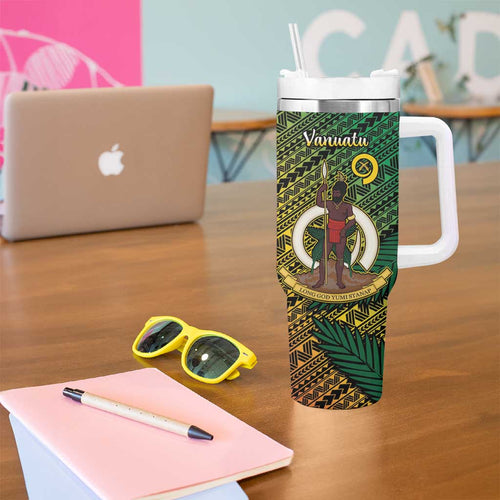 Vanuatu and Australia Tumbler With Handle Vanuatuan Polynesian Mix Aussie Aboriginal Art