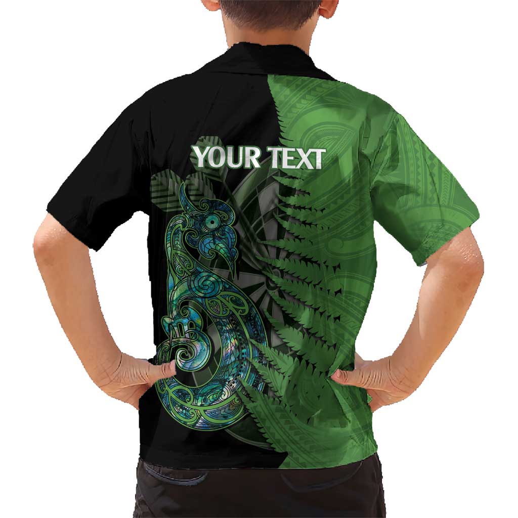 Personalised New Zealand Darts Family Matching Short Sleeve Bodycon Dress and Hawaiian Shirt Aotearoa Maori Fern Mix Manaia Tattoo