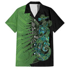 Personalised New Zealand Darts Family Matching Short Sleeve Bodycon Dress and Hawaiian Shirt Aotearoa Maori Fern Mix Manaia Tattoo