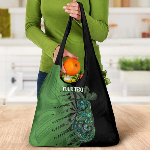 Personalised New Zealand Darts Grocery Bag Aotearoa Maori Fern Mix Manaia Tattoo